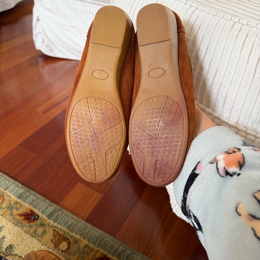 Golden Road Cognac Faux Suede Wedge Loafers | Dark Academia penny loafer 8 - Picture 12 of 14